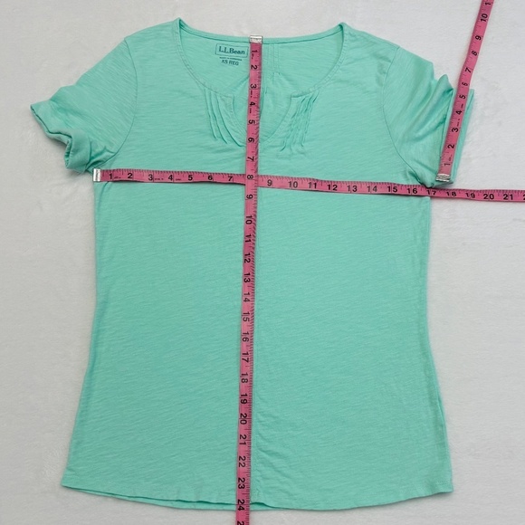 L.L. Bean Women’s Organic Cotton Tee, Split Neck, Short-Sleeve, Fresh Mint/Green - Picture 7 of 9